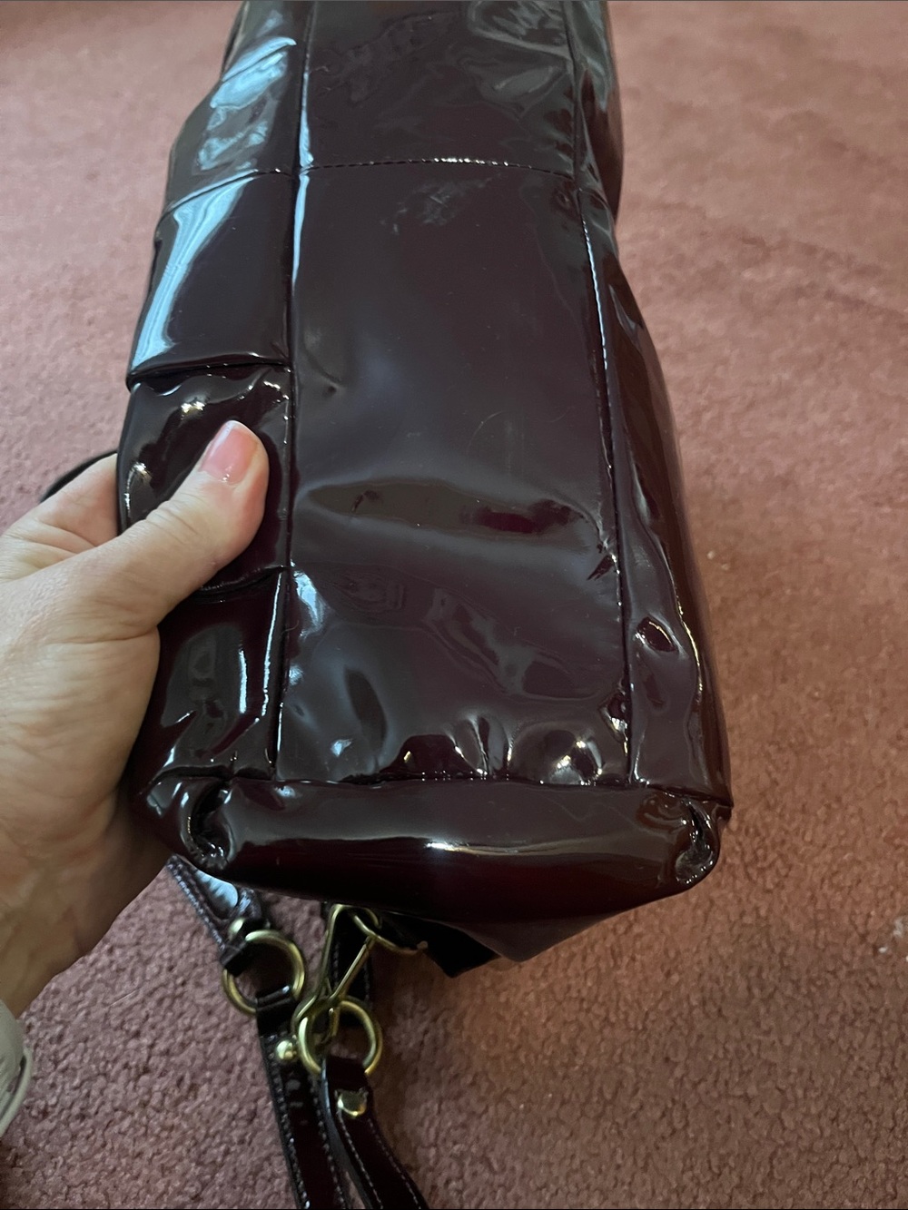 Coach Glossy Patent Leather Satchel in Deep Wine - Picture 10 of 10